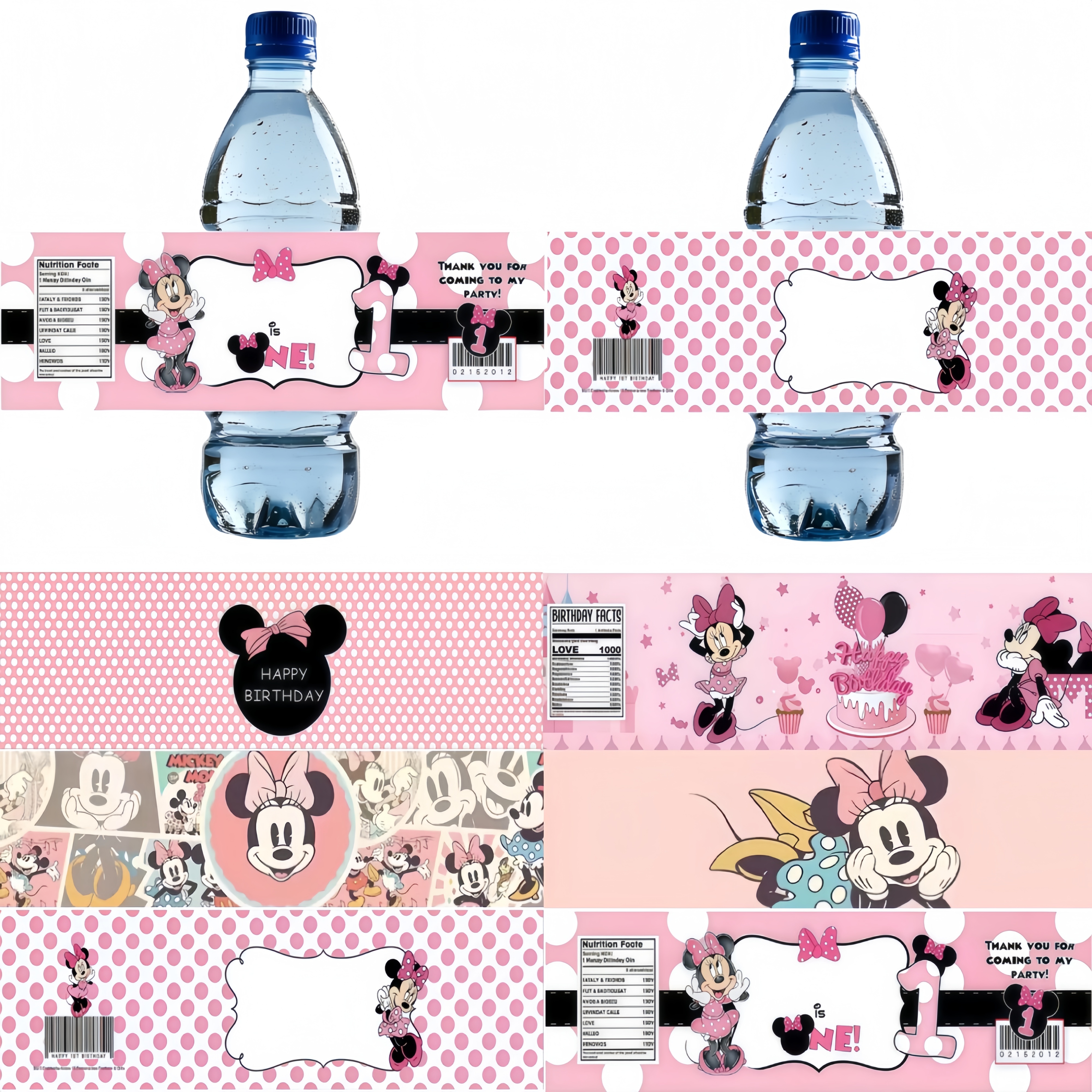 Wedding Water Supply - Suministros para fiesta de Minnie, etiquetas