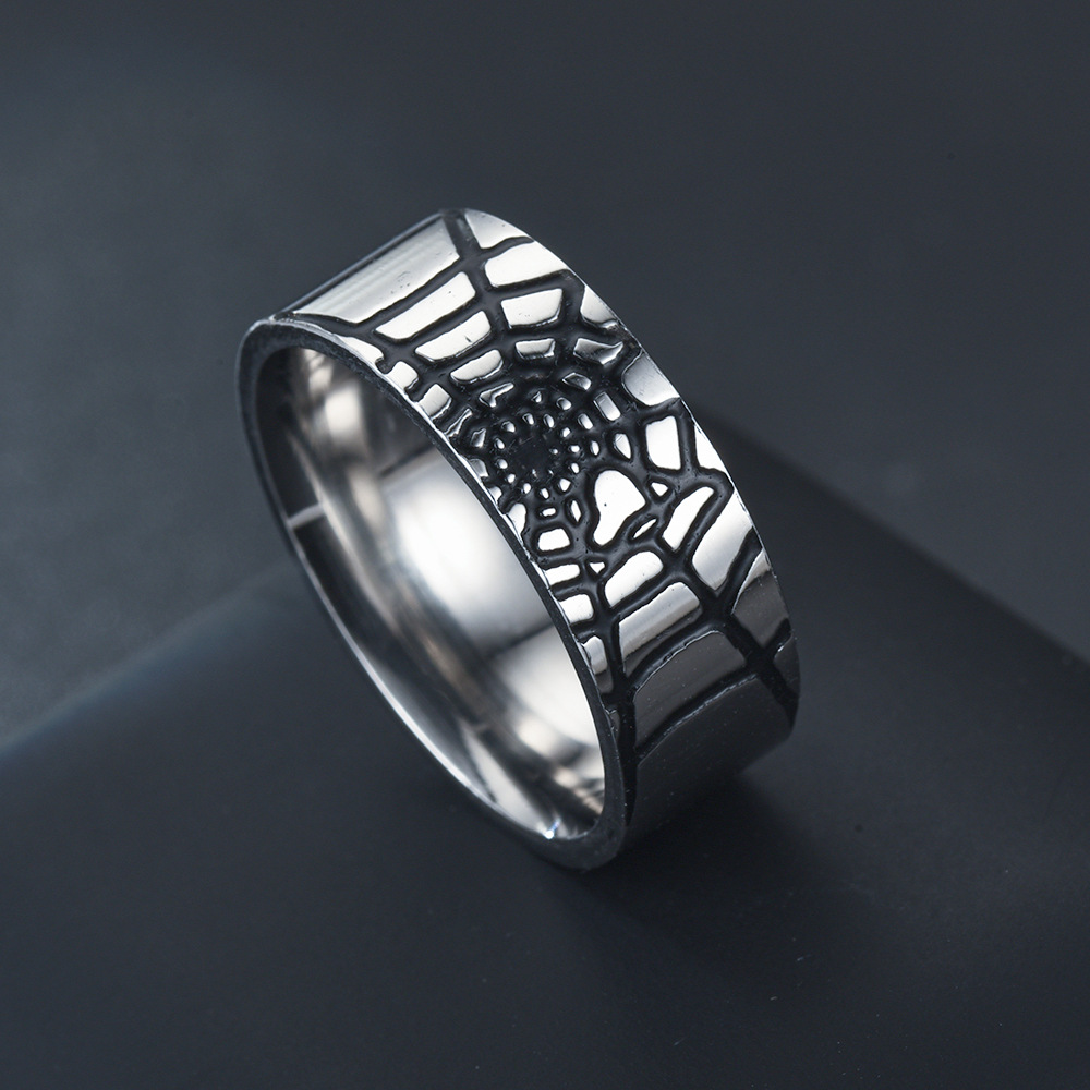 Wedding Zone - Anillo de telaraña Simple de acero