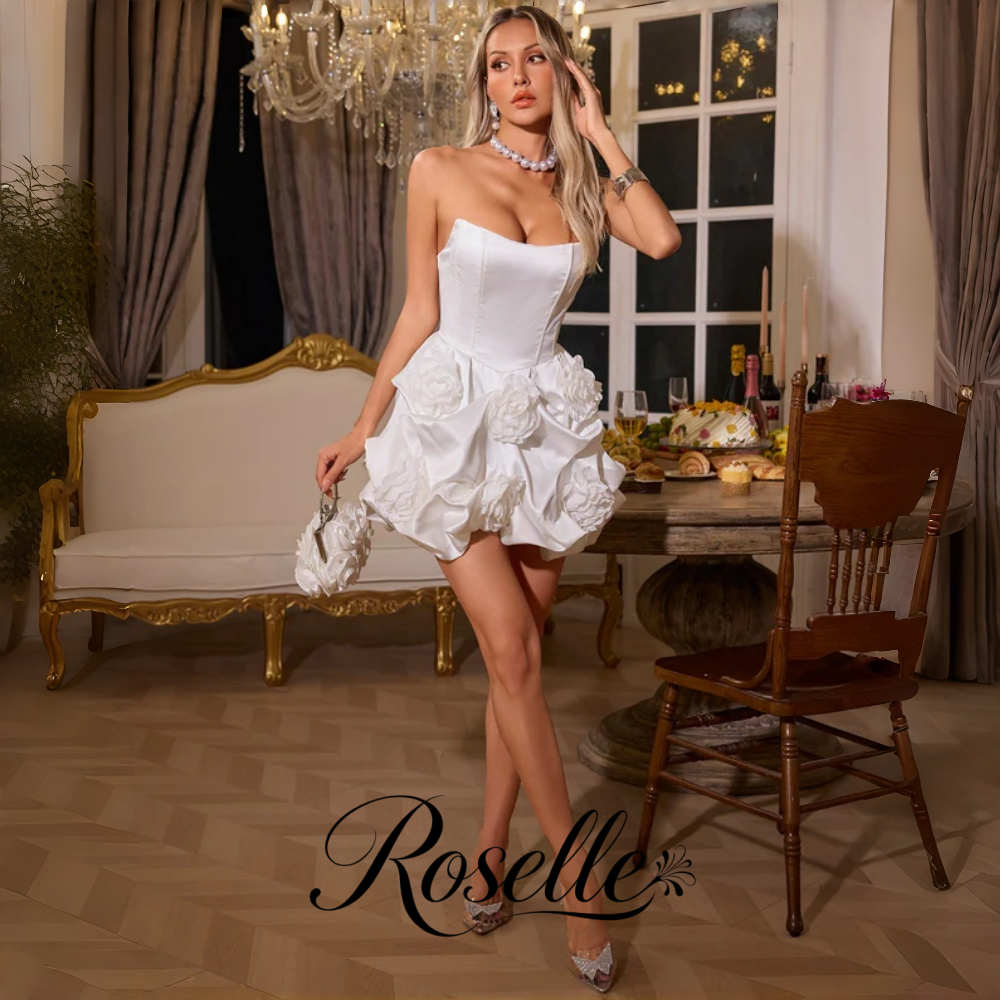 Wedding Qw - ROSELLE Mini Vestido de Novia Exquisito