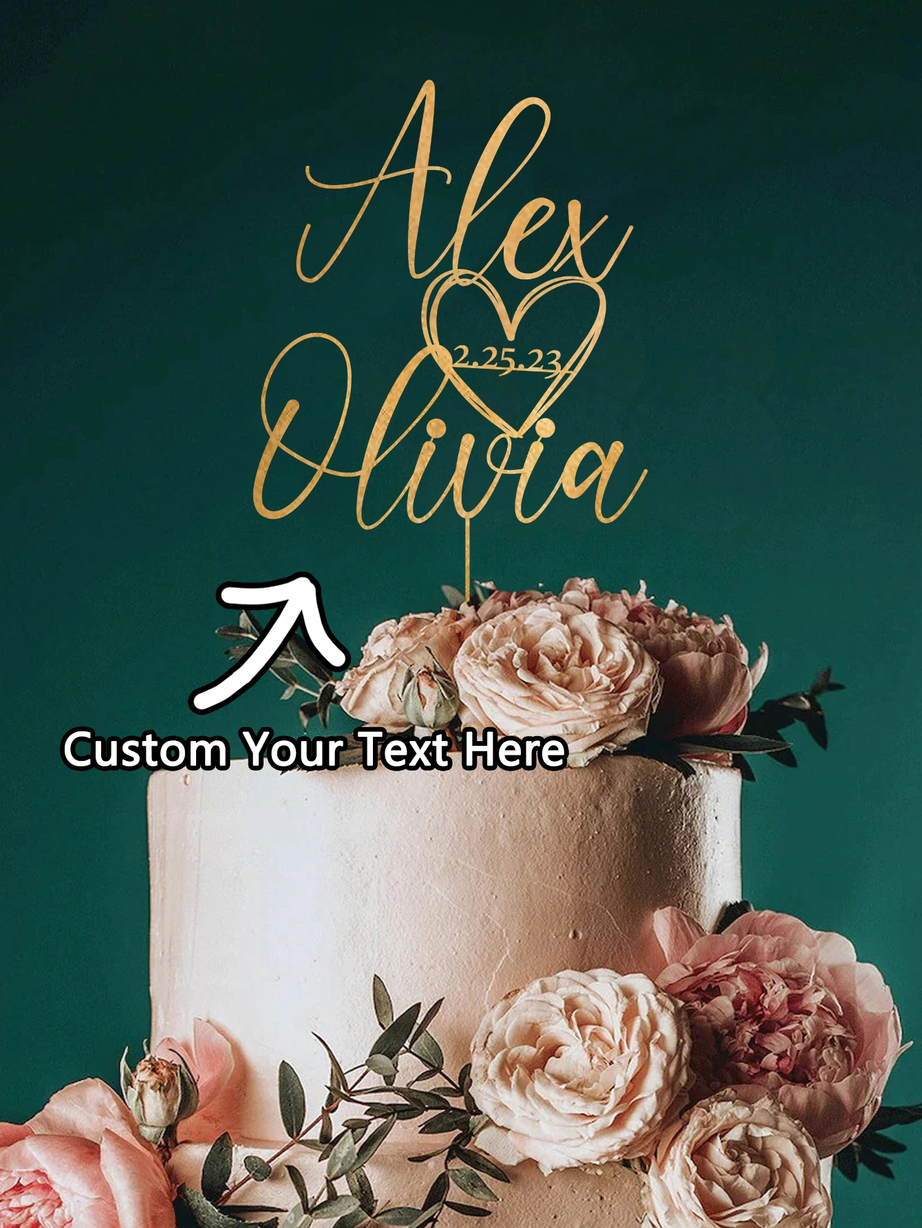 Wedding Shop - Adorno para tarta personalizado, 1 pieza,