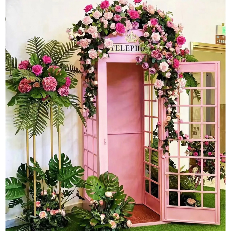Photo Booth Prop - Cabina telefónica rosa personalizada con decoración