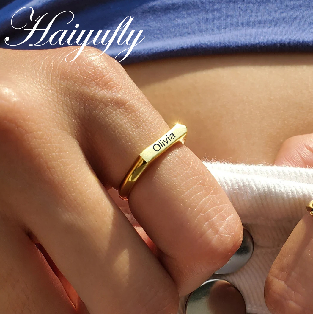 Wedding Z - Anillo Haiyufly con barra grabada con
