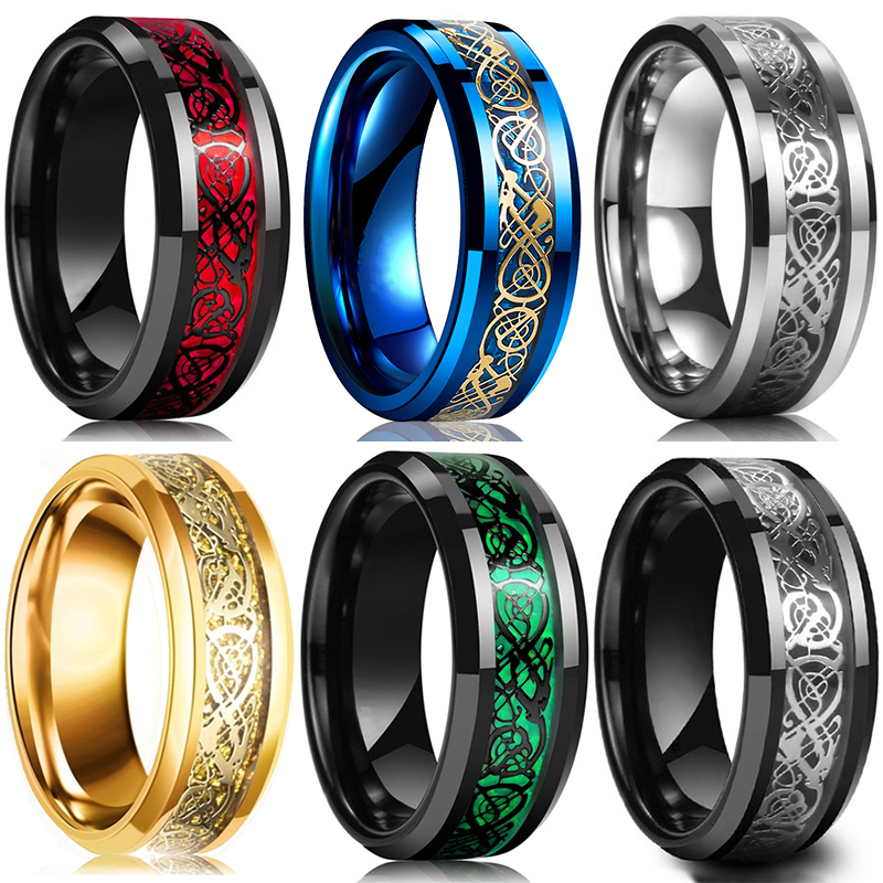 Wedding Zone - Anillo de dragón celta de acero