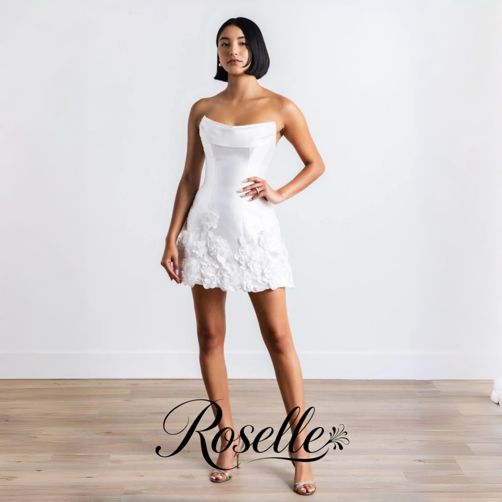 Wedding Qw - ROSELLE Mini Vestido de Novia Exquisito