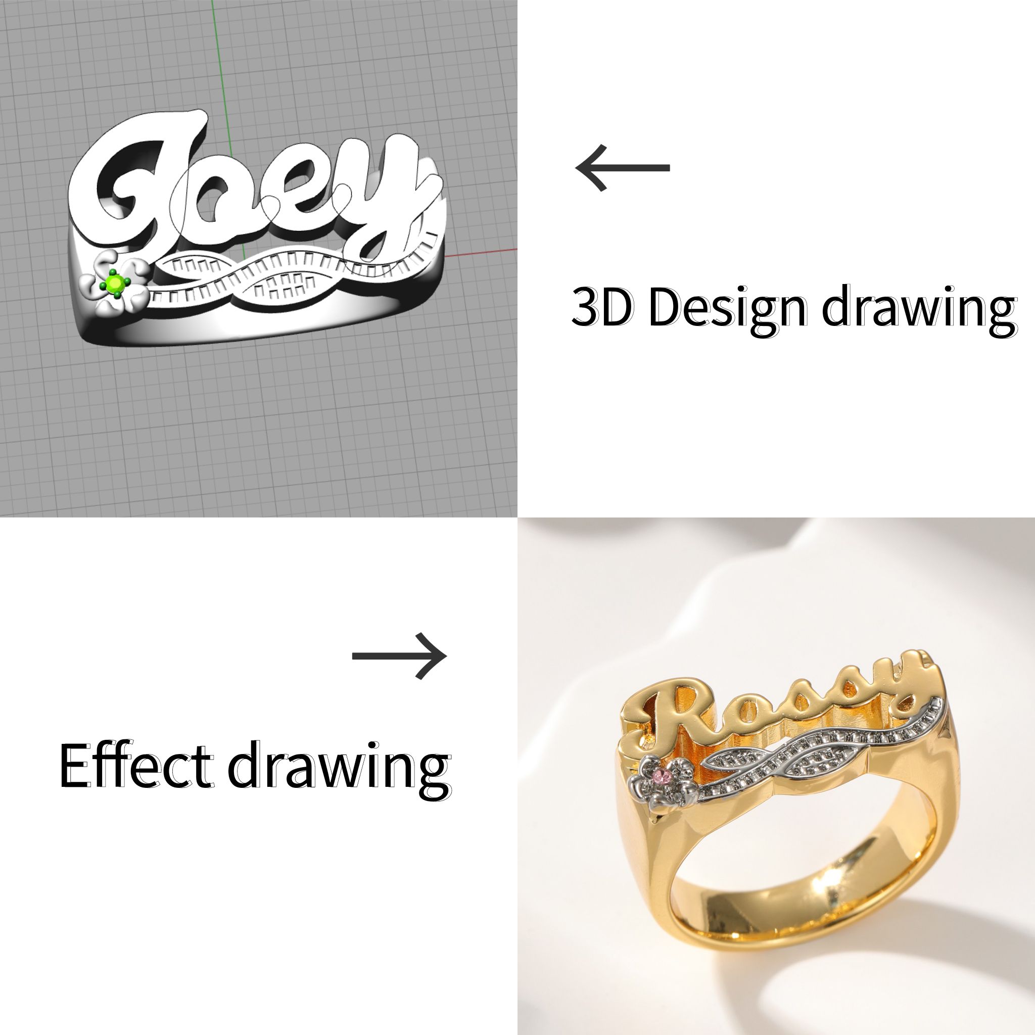 Anillo con nombre 3D Anillo co - Wedding Zone reseña y precio